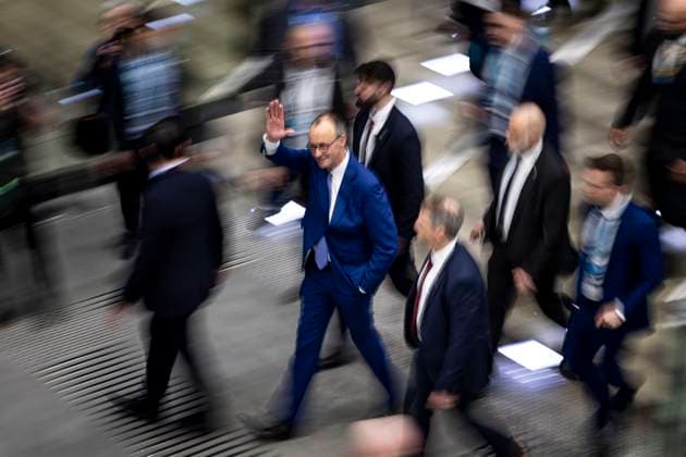 Friedrich Merz, CDU-Parteivorsitzender, aufgenommen im Rahmen des CDU-Parteitages in Berlin, 03.02.2025. Auf dem Parteitag soll ein Sofortprogramm verabschiedet werden, welches nach einer erfolgreichen Wahl der CDU zur Bundestagswahl schnell umgesetzt werden soll. Berlin Deutschland *** Friedrich Merz, CDU party chairman, pictured at the CDU party conference in Berlin, 03 02 2025 The party conference is to adopt an immediate program to be implemented quickly after a successful election of the CDU to the Bundestag Berlin Germany Copyright: xFlorianxGaertnerx