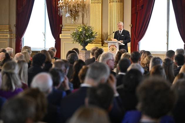 Entertainment Themen der Woche KW06 Entertainment Bilder des Tages King Philippe - Filip of Belgium and pictured giving a speech during a New Year s reception organized by the Royal Family, at the Royal Palace in Brussels on Tuesday 04 February 2025.  ERICxLALMAND 111744392
