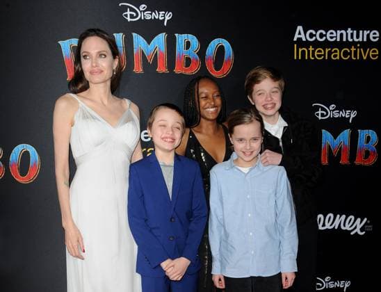 Angelina Jolie, Knox Leon Jolie-Pitt, Zahara Marley Jolie-Pitt, Vivienne Marcheline Jolie-Pitt and Shiloh Nouvel Jolie-Pitt at the World premiere of Dumbo held at the El Capitan Theatre in Hollywood, USA on March 11, 2019.  Copyright: xZoonar.com Lumeimages.comx 22304484