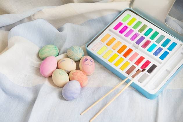 Painted colorful Easter eggs that are painted with watercolor paint. Hand-painted , 49605888.jpg, Easter, colorful, eggs, decoration, holiday, color, spring, celebration, watercolor, brushes, hand robot, creativity, seasonal, blue, tradition, decorative, egg, traditional, season, white, yellow, green, paint, gift, symbol, beautiful, background, objects, happy, religion, group, pink, event, festive, fun, decorated, close up, april, texture, food, painted, pastels, springtime, present, collection, nature, festival, chicken, retro RECORD DATE NOT STATED
