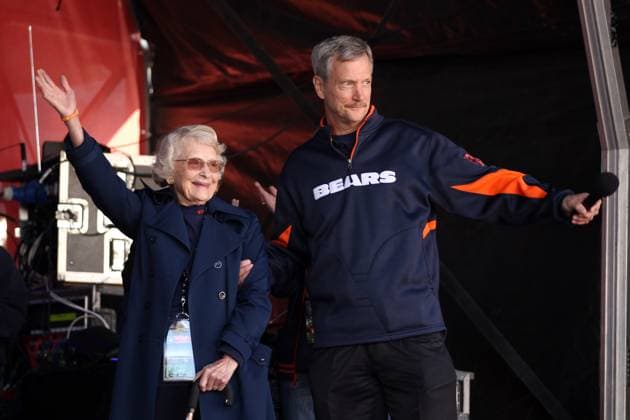 SPORTS-MCCASKEY-OBIT-6-TB Chicago Bears owner Virginia McCaskey and team president George McCaskey at NFL Pep Rally at Trafalgar Square in London, on Saturday, Oct. 22, 2011. (Scott Strazzante Chicago Tribune TNS) London XEN - England EDITORIAL USE ONLY Copyright: xx 134181714W ScottxStrazzantex krtphotoslive950060