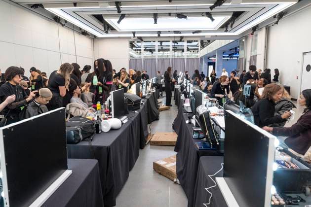 February 7, 2025, New York, New York, USA: Model prepares backstage for Christian Cowan show at New York Fashion Week Fall Winter 2025 at Glasshouse in New York on February 7, 2025. New collection by designer Cowan was inspired and is tribute to Abbie McLaughlin who passed away in 2024. New York USA - ZUMAr339 20250207_znp_r339_175 Copyright: xLevxRadinx
