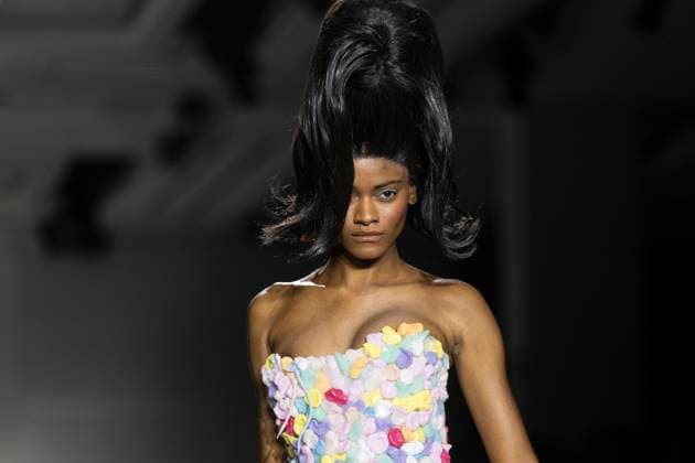 Christian Cowan runway show during New York Fashion Week Fall Winter 2025 Model walks runway during Christian Cowan show at New York Fashion Week Fall Winter 2025 at Glasshouse in New York. New collection by designer Cowan was inspired and is tribute to Abbie McLaughlin who passed away in 2024. New York New York United States Copyright: LevxRadin