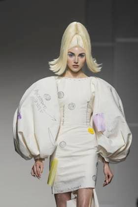 Christian Cowan runway show during New York Fashion Week Fall Winter 2025 Model walks runway during Christian Cowan show at New York Fashion Week Fall Winter 2025 at Glasshouse in New York. New collection by designer Cowan was inspired and is tribute to Abbie McLaughlin who passed away in 2024. New York New York United States Copyright: LevxRadin