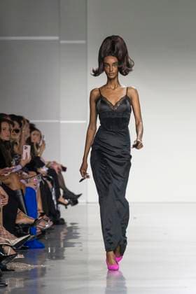 Christian Cowan runway show during New York Fashion Week Fall Winter 2025 Model walks runway during Christian Cowan show at New York Fashion Week Fall Winter 2025 at Glasshouse in New York. New collection by designer Cowan was inspired and is tribute to Abbie McLaughlin who passed away in 2024. New York New York United States Copyright: LevxRadin