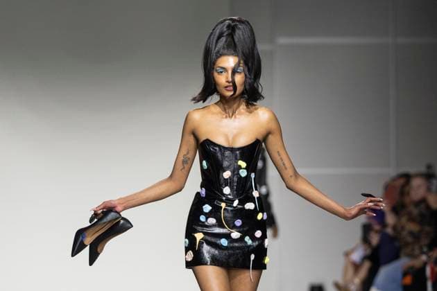 Christian Cowan runway show during New York Fashion Week Fall Winter 2025 Model walks runway during Christian Cowan show at New York Fashion Week Fall Winter 2025 at Glasshouse in New York. New collection by designer Cowan was inspired and is tribute to Abbie McLaughlin who passed away in 2024. New York New York United States Copyright: LevxRadin