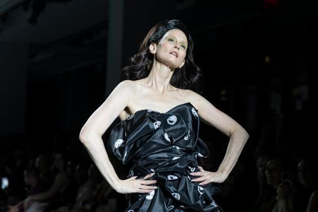 Christian Cowan runway show during New York Fashion Week Fall Winter 2025 Model walks runway during Christian Cowan show at New York Fashion Week Fall Winter 2025 at Glasshouse in New York. New collection by designer Cowan was inspired and is tribute to Abbie McLaughlin who passed away in 2024. New York New York United States Copyright: LevxRadin