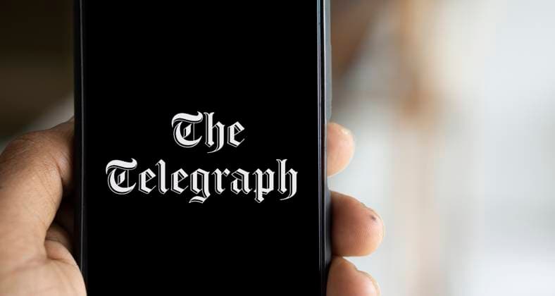 Dhaka, Bangladesch - 18. Januar 2025: Das Telegraph-Logo wird auf einem Smartphone angezeigt. Der Telegraph ist eine britische Tageszeitung, die von einem Unternehmen herausgegeben wird. Dhaka, Bangladesh- 18 Jan 2025: the telegraph logo is displayed on smartphone. The Telegraph is a British daily broadsheet newspaper published company. Copyright: xZoonar.com MojahidxMottakinx 22774933