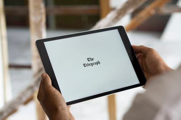 Dhaka, Bangladesch - 18. Januar 2025: Das Telegraph-Logo wird auf dem iPad angezeigt. Der Telegraph ist eine britische Tageszeitung, die von einer Firma herausgegeben wird. Dhaka, Bangladesh- 18 Jan 2025: the telegraph logo is displayed on ipad. The Telegraph is a British daily broadsheet newspaper published company. Copyright: xZoonar.com MojahidxMottakinx 22775026