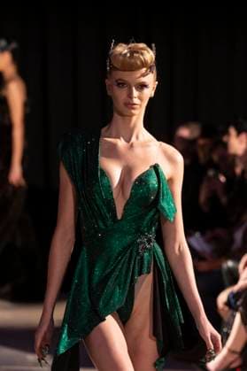 February 8, 2025, New York, New York, USA: Model walks runway for The Blonds show during New York Fashion Week Fall Winter 2025 at The FiDi Banking Hall in New York on February 8, 2025 New York USA - ZUMAr339 20250208_znp_r339_086 Copyright: xLevxRadinx