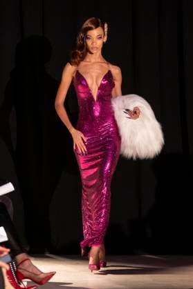 February 8, 2025, New York, New York, USA: Model walks runway for The Blonds show during New York Fashion Week Fall Winter 2025 at The FiDi Banking Hall in New York on February 8, 2025 New York USA - ZUMAr339 20250208_znp_r339_093 Copyright: xLevxRadinx