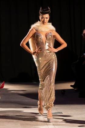February 8, 2025, New York, New York, USA: Model walks runway for The Blonds show during New York Fashion Week Fall Winter 2025 at The FiDi Banking Hall in New York on February 8, 2025 New York USA - ZUMAr339 20250208_znp_r339_103 Copyright: xLevxRadinx