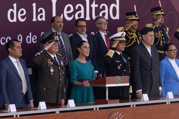 February 9, 2025, Mexico City, Mexico: Ceremony for the 112th Anniversary of the Loyalty March, in commemoration of the escort that the Corps of Cadets of the Heroic Military College provided to President Francisco I. Madero in 1913, during the beginning of the coup d o tat known as The Ten Tragic Days. The president of Mexico, Claudia Sheinbaum, led the event at the National Museum of History in the Chapultepec Castle with the presence of military and civil authorities. Mexico City Mexico - ZUMAl178 20250209_znp_l178_030 Copyright: xCristianxLeyvax