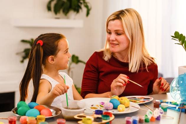 Easter Family traditions. family paint eggs at kitchen table., model released, , 50171646.jpg, family, celebrate, tradition, kid, together, mother, holiday, paint, egg, spring, mom, enjoy, bunny ears, preparation, togetherness, decorate, joy, traditional, son, parent, boy, colorful, happiness, cute, child, little, kitchen, table, woman, home, children, craft, funny, celebration, easter, preparing, happy, season, girl, art, young, father, fun, christian festival, happy easter, activity, dyeing, easter sunday, childhood, event RECORD DATE NOT STATED
