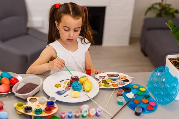 easter holiday celebration, cute girl, happy small child near colorful eggs, pencils., model released, , 50171660.jpg, easter, girl, colorful, holiday, child, happy, childhood, celebration, emotions, decorated, handmade, eggs, happiness, traditional, painted, cute, tradition, paint, spring, flower, little, smiling, curly, greeting, womens day, adorable, vase, pencils, creative, decoration, white, smile, education, painting, hair, mothers day, art, emotional, isolated, flowers, ears, painter, craft, tulip, background, cup, small, pink, moss, pencil RECORD DATE NOT STATED