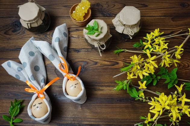 Easter decor of Easter eggs in the form of Easter bunnies , 50175524.jpg, decoration, colorful, egg, spring, tradition, decor, easter, background, banner, postcard, design, handmade, happy, food, paint, painted, celebration, decorative, eggs, holiday, nature, abstraction, art, rabbit, color, composition, concept, diy, cute, easter rabbit, easter decor, easter decorations, easter table decoration, flat, cheerful, congratulations, hare, painted eggs, top view, beautiful RECORD DATE NOT STATED