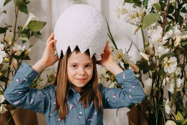 Girl in a beautiful Easter photo zone with flowers, eggs, chickens and Easter bunnies. Happy Easter holiday, model released, , 50183368.jpg, girls, Easter, flowers, eggs, bunnies, Happy, holiday, spring, floristry, biophilic design, design, attributes, children, kids, beautiful, Two, photo, zone, spring holiday, flower location, interior, chickens, bright easter, hare, rabbit, holiday symbol, symbol, egg, shell, decorations, mood, tulips, decoration, season, spring flowers, animals, bouquet, indoors, easter decor, holidays, rest, sisters, girlfriends, no face RECORD DATE NOT STATED