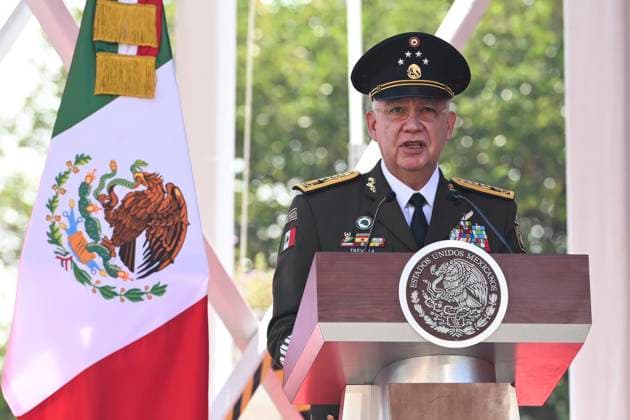 February 9, 2025, Mexico City, Df, Mexico: Mexican Defense Minister Ricardo Trevilla, delivers remarks during the annual Commemoration of the March of Loyalty at Chapultepec Castle, February 9, 2025 in Mexico City, DF, Mexico. The event marks the day in 1847 when cadets jumped to their death rather than surrender to the conquering U.S Army. Mexico City Mexico - ZUMAp138 20250209_zaa_p138_008 Copyright: xSaulxLopezxEscorcia MexicanxPresx