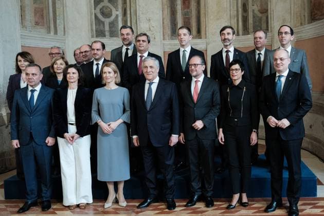 News Themen der Woche KW07 News Bilder des Tages Family photo with the foreign ministers of the Western Balkans gathered for the Friends of the Balkans meeting. Present in the photo Kaja Kallas, High Representative of the European Union for Foreign Affairs and Security Policy in the Commission, Antonio At Villa Madama the meeting of the Foreign Ministers of the Western Balkans and the Friends of the Western Balkans Group, on 10 February 2025 in Rome, Italy. Copyright: xAndreaxCalandrax