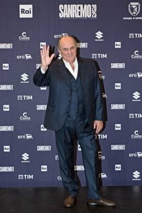 Italy prepares for 75th Sanremo Music Festival - 10 Feb 2025 Sanremo Festival co-hosts and Italian presenters Gerry Scotti pose during a photocall at the 75th Sanremo Italian Song Festival, Sanremo, Italy, 10 February 2025. The music festival runs from 11 to 15 February 2025., Credit:Maria Laura Antonelli Avalon Italy, Sanremo  Copyright: xMariaxLauraxAntonellix xAvalonx 0961842647