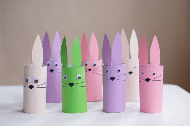 A banner from handmade easter bunny toy gift on a white table background. Many paper easter rabbits made from toilet paper rolls. Happy easter. High quality photo. , 50545154.jpg, rabbit, easter, craft, handmade, spring, paper, background, idea, bunny, easter gift, easter bunny, decoration, hobby, gift, hare, activity, childhood, concept, congratulation, entertainment, banner, handcraft, instruction, preschool, homemade, present, school, inspiration, symbol, colorful, creative, diy, funny, table, preparation, celebration, happy easter, holiday, toilet tube, animals, easy, game, handwork, happy, step, training, tutorial, leisure, toy, ears RECORD DATE NOT STATED