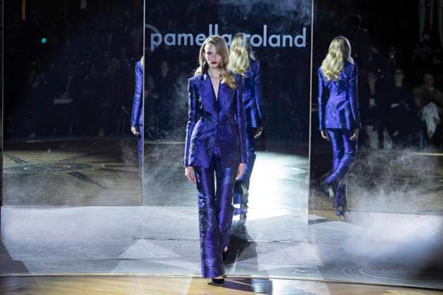 February 10, 2025, New York, New York, USA: A model walks runway for Pamella Roland runway show during New York Fashion Week Fall Winter 2025 at Rainbow Room at Rockefeller Center in New York on February 10, 2025 New York USA - ZUMAr339 20250210_znp_r339_021 Copyright: xLevxRadinx