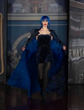 February 13, 2025, New York, New York, USA: Model walks runway for Zang Toi runway show during New York Fashion Week Fall Winter 2025 at Park Avenue Christian Church in New York on February 13, 2025. Zang Toi design for House of Toi includes dresses, shoes, accessories like bags, costume jewelry, belts and etc. New York USA - ZUMAr339 20250213_znp_r339_028 Copyright: xLevxRadinx