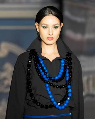 February 13, 2025, New York, New York, USA: Model walks runway for Zang Toi runway show during New York Fashion Week Fall Winter 2025 at Park Avenue Christian Church in New York on February 13, 2025. Zang Toi design for House of Toi includes dresses, shoes, accessories like bags, costume jewelry, belts and etc. New York USA - ZUMAr339 20250213_znp_r339_058 Copyright: xLevxRadinx
