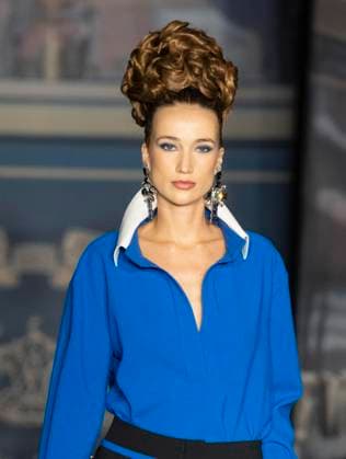 February 13, 2025, New York, New York, USA: Model walks runway for Zang Toi runway show during New York Fashion Week Fall Winter 2025 at Park Avenue Christian Church in New York on February 13, 2025. Zang Toi design for House of Toi includes dresses, shoes, accessories like bags, costume jewelry, belts and etc. New York USA - ZUMAr339 20250213_znp_r339_052 Copyright: xLevxRadinx