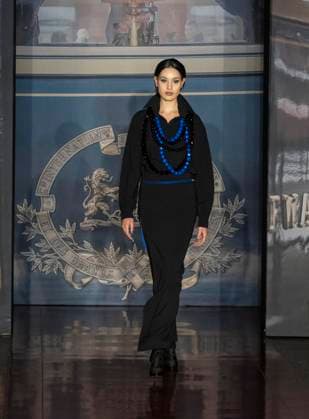 February 13, 2025, New York, New York, USA: Model walks runway for Zang Toi runway show during New York Fashion Week Fall Winter 2025 at Park Avenue Christian Church in New York on February 13, 2025. Zang Toi design for House of Toi includes dresses, shoes, accessories like bags, costume jewelry, belts and etc. New York USA - ZUMAr339 20250213_znp_r339_057 Copyright: xLevxRadinx