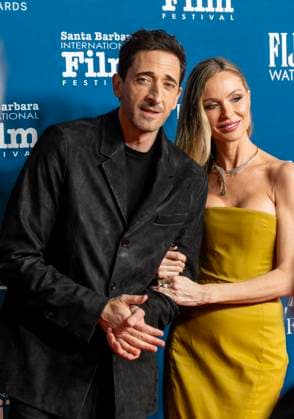 February 13, 2025, Santa Barbara, California, USA: Adrien Brody and Georgina Chapman arrive at the red carpet Thursday night to receive the Cinema Vanguard Award at the 40th annual Santa Barbara International Film Festival. Spotlighting their performances in Brady CorbetÃ¢â‚¬â ¢s THE BRUTALIST, BrodyÃ¢â‚¬â ¢s portrayal of Toth highlights an immigrantÃ¢â‚¬â ¢s struggle to overcome his war-torn past and rebuild his life in a Post-War America. Pearce, in contrast, delivers a chilling, domineering performance as a wealthy art patron whose vision of American modernity collides with TothÃ¢â‚¬â ¢s. The tension between the two not only drives the narrative but also symbolizes the larger struggle between innovation and tradition. Santa Barbara USA - ZUMAa35_ 20250213_zaf_a35_023 Copyright: xDanielxA.xAndersonx