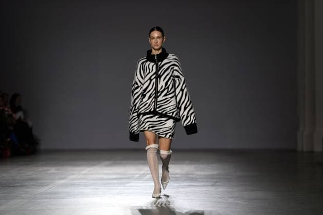 KYIV, UKRAINE - FEBRUARY 14, 2025 - A model walks the catwalk at the CHUPRINA fashion show during the Ukrainian Fashion Week FW25-26 at the Mystetskyi Arsenal National Art and Culture Museum Complex, Kyiv, capital of Ukraine. (Photo by Kirill Chubotin Ukrinform) CHUPRINA catwalk show at Ukrainian Fashion Week FW25-26  Copyright: xKirillxChubotinx