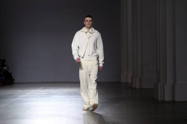 KYIV, UKRAINE - FEBRUARY 14, 2025 - A model walks the catwalk at the CHUPRINA fashion show during the Ukrainian Fashion Week FW25-26 at the Mystetskyi Arsenal National Art and Culture Museum Complex, Kyiv, capital of Ukraine. (Photo by Kirill Chubotin Ukrinform) CHUPRINA catwalk show at Ukrainian Fashion Week FW25-26  Copyright: xKirillxChubotinx
