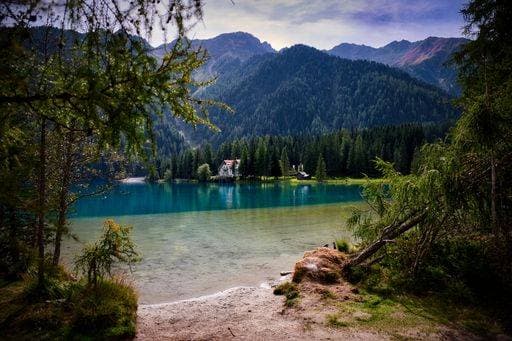 A scenic view of Lake Anterselva in green mountains of South Tyrol, Italy 22769977 RECORD DATE NOT STATED