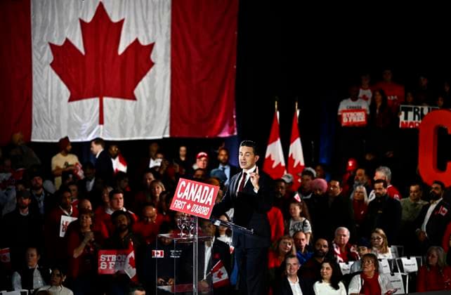 February 15, 2025, Ottawa, On, CAN: Conservative Leader Pierre Poilievre speaks at his Canada First rally in Ottawa, on Saturday, Feb. 15, 2025. Ottawa CAN  - ZUMAc35_ 20250215_zaf_c35_076 Copyright: xJustinxTangx