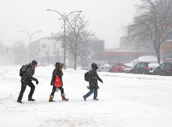 February 16, 2025, Montreal, Quebec, Canada: Montreal, Quebec, Canada: Snowstorm in Montreal. A major snowstorm has disrupted traffic, flights, schools, and mail services in Montreal. This is the second major snowstorm in Montreal this week. Montreal Canada - ZUMAs278 20250216_zip_s278_002 Copyright: xSerkanxSenturkx