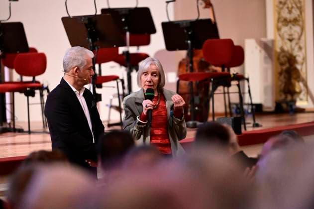 Peter Ufer und Rosmarie Wydler-Wälti bei der Verleihung des Friedenspreis Dresden 2025 - International Peace Prize an den Europäischen Gerichtshof für Menschenrechte (EGMR) in der Semperoper. Dresden, 16.02.2025 Sachsen Germany Copyright: xMatthiasxWehnertx