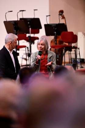 Peter Ufer und Rosmarie Wydler-Wälti bei der Verleihung des Friedenspreis Dresden 2025 - International Peace Prize an den Europäischen Gerichtshof für Menschenrechte (EGMR) in der Semperoper. Dresden, 16.02.2025 Sachsen Germany Copyright: xMatthiasxWehnertx