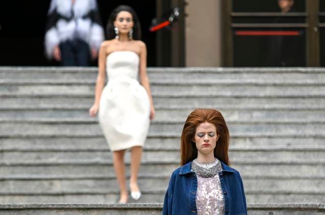 February 18, 2025, Madrid, Madrid, SPAIN: The Museo del Traje in Madrid has hosted the fashion show by designer Duyos, where the designer presents TECNO, his autumn-winter 2025-2026 collection. The designer is parading for the first time outside MBFWMadrid and he does so with a carefully crafted and groundbreaking staging and a clear message to combat ageism and defend that beauty is diverse and ageless. On this unique catwalk at the Museo del Traje, with its imposing main staircase as its cornerstone, more than 40 models, aged between 18 and 64, will showcase the firm s new proposals. Duyos gives visibility to women over 50 who were no longer active, recovering some of the protagonists of his shows in the 90s and 2000s. Among them, Laura S - ZUMAz108 20250218_znp_z108_068 Copyright: xRichardxZubelzux