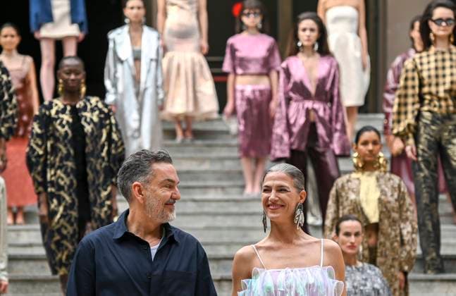 February 18, 2025, Madrid, Madrid, SPAIN: The Museo del Traje in Madrid has hosted the fashion show by designer Duyos, where the designer presents TECNO, his autumn-winter 2025-2026 collection. The designer is parading for the first time outside MBFWMadrid and he does so with a carefully crafted and groundbreaking staging and a clear message to combat ageism and defend that beauty is diverse and ageless. On this unique catwalk at the Museo del Traje, with its imposing main staircase as its cornerstone, more than 40 models, aged between 18 and 64, will showcase the firm s new proposals. Duyos gives visibility to women over 50 who were no longer active, recovering some of the protagonists of his shows in the 90s and 2000s. Among them, Laura S - ZUMAz108 20250218_znp_z108_109 Copyright: xRichardxZubelzux