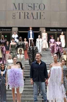 February 18, 2025, Madrid, Madrid, SPAIN: The Museo del Traje in Madrid has hosted the fashion show by designer Duyos, where the designer presents TECNO, his autumn-winter 2025-2026 collection. The designer is parading for the first time outside MBFWMadrid and he does so with a carefully crafted and groundbreaking staging and a clear message to combat ageism and defend that beauty is diverse and ageless. On this unique catwalk at the Museo del Traje, with its imposing main staircase as its cornerstone, more than 40 models, aged between 18 and 64, will showcase the firm s new proposals. Duyos gives visibility to women over 50 who were no longer active, recovering some of the protagonists of his shows in the 90s and 2000s. Among them, Laura S - ZUMAz108 20250218_znp_z108_118 Copyright: xRichardxZubelzux