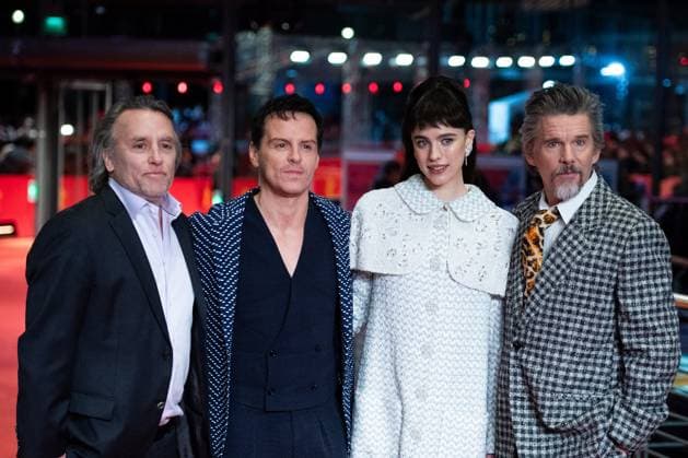 Entertainment Themen der Woche KW08 Berlinale The Thing with Feathers Premiere Richard Linklater, Andrew Scott, Margaret Qualley and Ethan Hawke attending The Thing with Feathers Premiere during the 75th Berlin International Film Festival (Berlinale) in Berlin, Germany, on February 18, 2025. Photo by Aurore Marechal ABACAPRESS.COM Berlin Germany  Copyright: xMarechalxAurore ABACAx