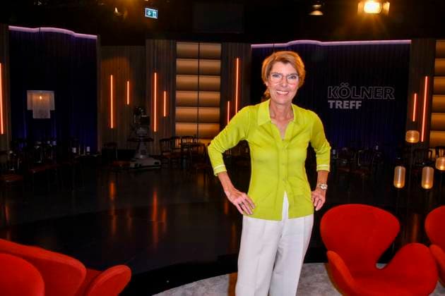 Bettina Boettinger Modereatorin zu Gast in der WDR Talkshow Koelner Treff am Freitag 15.09.2023 beim WDR in Koeln *** Bettina Boettinger Moderator to Guest in the WDR Talk show Koelner Meet on Friday 15 09 2023 at WDR in Cologne