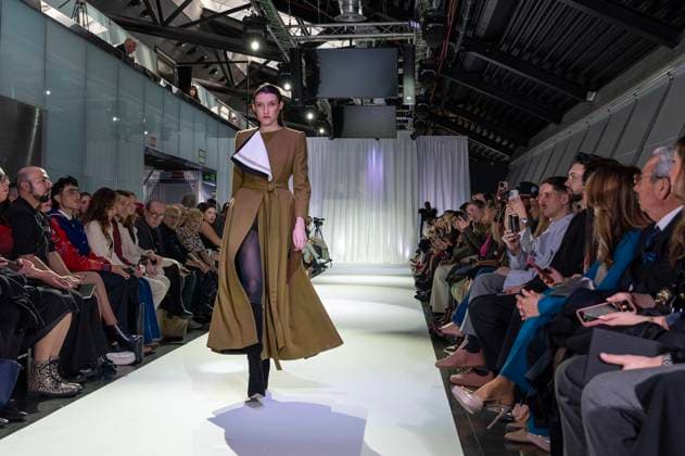 February 19, 2025, Madrid, Madrid, Spain: Model walks the runway at the RAFAEL URQUIZAR fashion show Ã¢â‚¬oeVANGUARDÃ¢â‚¬Â during the Mercedes Benz Fashion Week Madrid at Movistar Arena on February 19, 2025 in Madrid, Spain. Madrid Spain - ZUMAc312 1059031819st Copyright: xOscarxManuelxSanchezx