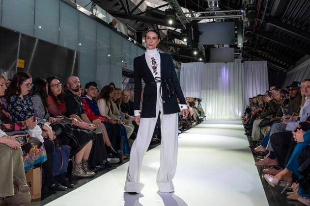 February 19, 2025, Madrid, Madrid, Spain: Model walks the runway at the RAFAEL URQUIZAR fashion show Ã¢â‚¬oeVANGUARDÃ¢â‚¬Â during the Mercedes Benz Fashion Week Madrid at Movistar Arena on February 19, 2025 in Madrid, Spain. Madrid Spain - ZUMAc312 1059031859st Copyright: xOscarxManuelxSanchezx