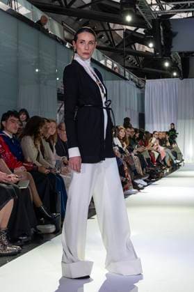 February 19, 2025, Madrid, Madrid, Spain: Model walks the runway at the RAFAEL URQUIZAR fashion show Ã¢â‚¬oeVANGUARDÃ¢â‚¬Â during the Mercedes Benz Fashion Week Madrid at Movistar Arena on February 19, 2025 in Madrid, Spain. Madrid Spain - ZUMAc312 1059031918st Copyright: xOscarxManuelxSanchezx