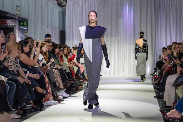 February 19, 2025, Madrid, Madrid, Spain: Model walks the runway at the RAFAEL URQUIZAR fashion show Ã¢â‚¬oeVANGUARDÃ¢â‚¬Â during the Mercedes Benz Fashion Week Madrid at Movistar Arena on February 19, 2025 in Madrid, Spain. Madrid Spain - ZUMAc312 1059031984st Copyright: xOscarxManuelxSanchezx