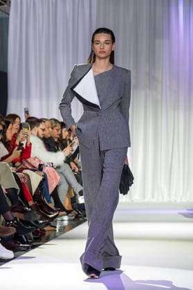 February 19, 2025, Madrid, Madrid, Spain: Model walks the runway at the RAFAEL URQUIZAR fashion show Ã¢â‚¬oeVANGUARDÃ¢â‚¬Â during the Mercedes Benz Fashion Week Madrid at Movistar Arena on February 19, 2025 in Madrid, Spain. Madrid Spain - ZUMAc312 1059032020st Copyright: xOscarxManuelxSanchezx