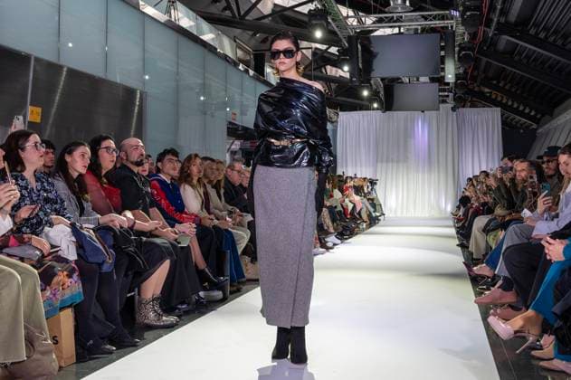 February 19, 2025, Madrid, Madrid, Spain: Model walks the runway at the RAFAEL URQUIZAR fashion show Ã¢â‚¬oeVANGUARDÃ¢â‚¬Â during the Mercedes Benz Fashion Week Madrid at Movistar Arena on February 19, 2025 in Madrid, Spain. Madrid Spain - ZUMAc312 1059032033st Copyright: xOscarxManuelxSanchezx