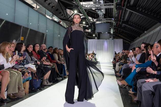 February 19, 2025, Madrid, Madrid, Spain: Model walks the runway at the RAFAEL URQUIZAR fashion show Ã¢â‚¬oeVANGUARDÃ¢â‚¬Â during the Mercedes Benz Fashion Week Madrid at Movistar Arena on February 19, 2025 in Madrid, Spain. Madrid Spain - ZUMAc312 1059032069st Copyright: xOscarxManuelxSanchezx